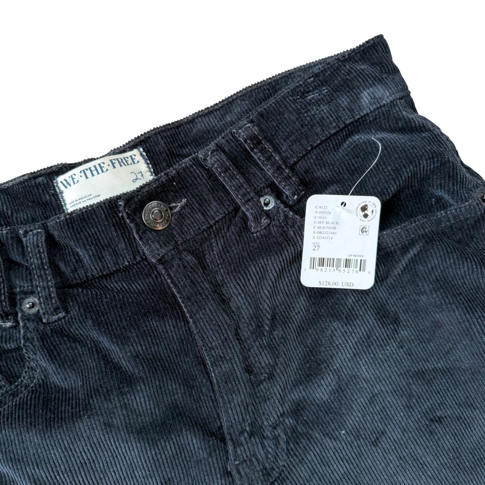 NWT We The Free Black Corduroy High Rise Straight Leg Jeans Women 27 Retail $128